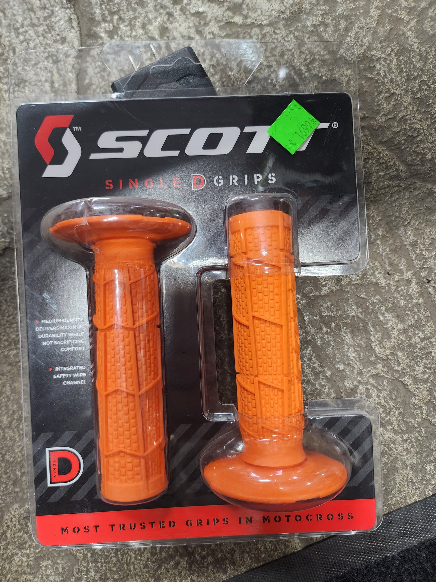 Scott Single D Full Waffle Grips- Orange